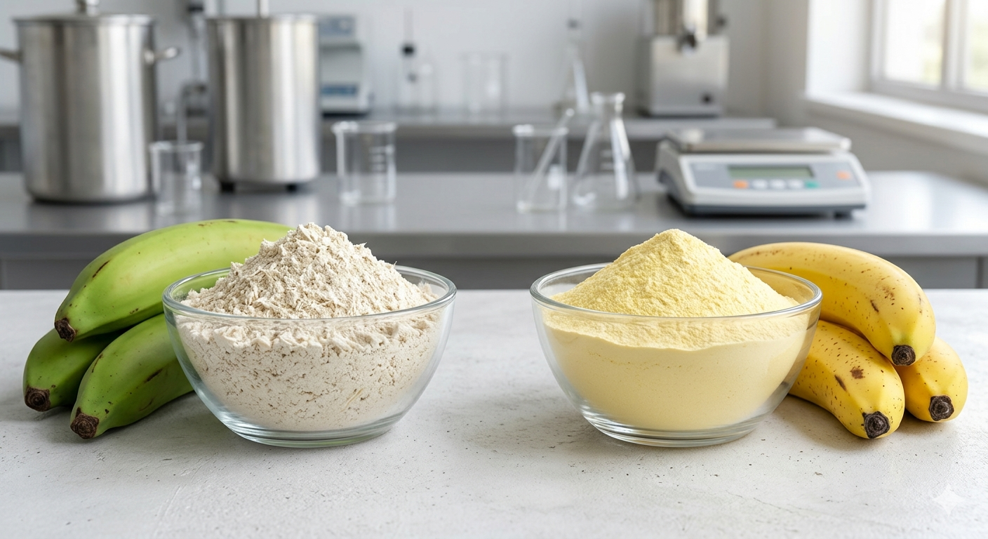 Technical comparison of Raw and Spray-Dried Banana Powder