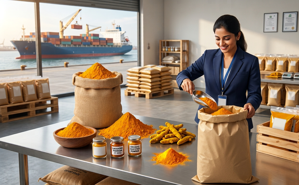 Premium Indian Turmeric and Curcumin Powder for bulk B2B export — IndiRoot Exims